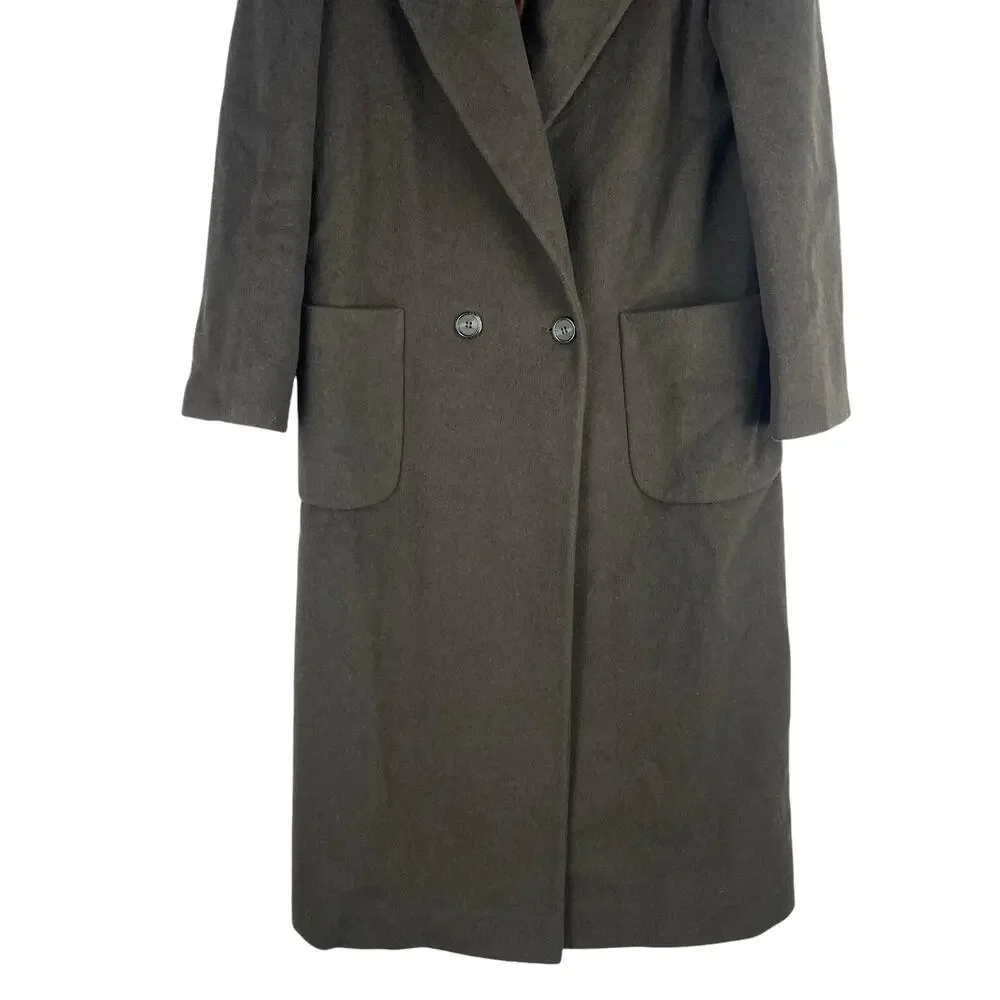 Talbots Wool Cashmere Silk Blend Long Coat Floor Length Green Size 1X